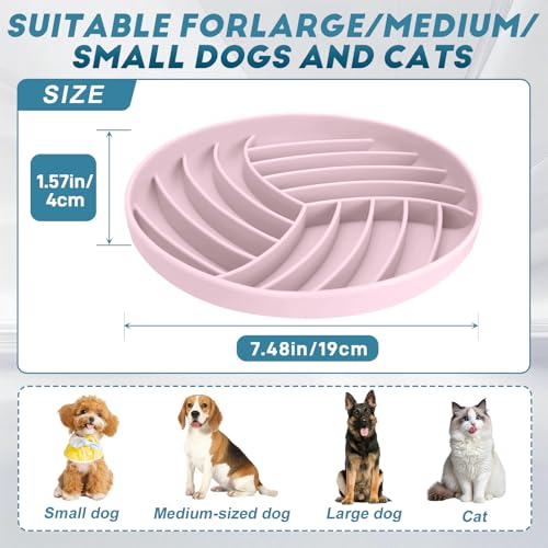 Silicone Slow Feeder Bowls for Dogs and Cats - Wet Food, Suction Cups, Interactive, Reduces Boredom, Anxiety, Anti-Choking, Non-Slip Design (Pink & Blue) - color: Pink & Blue