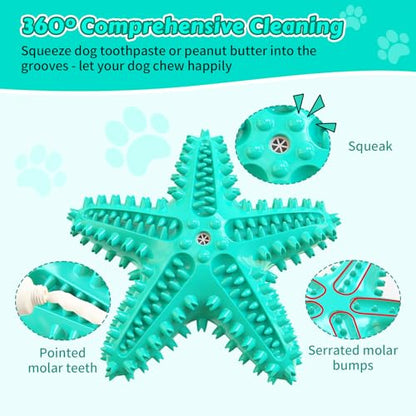 Dog Chew Toys Floating Squeaky Toy for Aggressive Chewers Toothbrush Teething Cleaning Toys Outdoor Swimming Interactive Tough Toys for Medium and Large Dogs - color: Starfish-blue