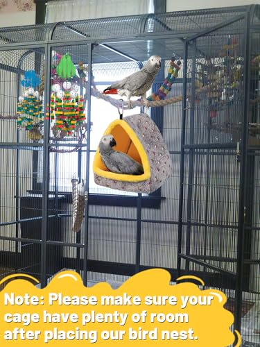 Large Winter Warm Bird Nest House, Comfortable Bird Bed for Cage with Mat, Hanging Hammock Shed Hideaway Hut Gift for Macaws African Grey Amazon Parrots - size: Large