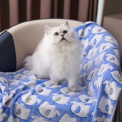 1 Pack 3 Blankets Super Soft Fluffy Premium Cute Elephant Pattern Pet Blanket Flannel Throw for Dog Puppy Cat Blue Large(41x31 inch) - color: Blue, size: 41x31 inch (Pack of 3)