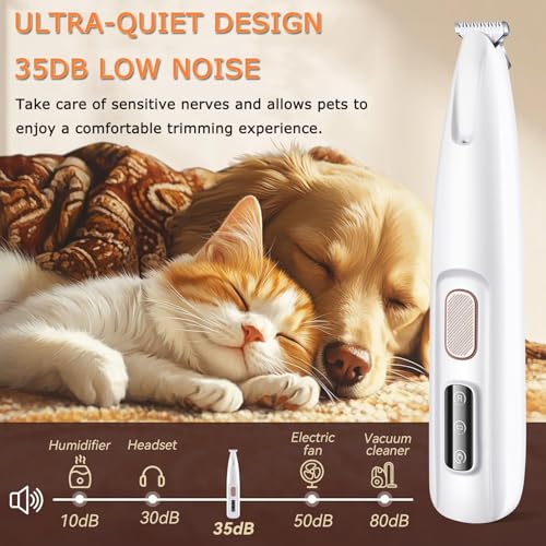 2PCs Dog Paw Trimmer with LED Light,35dB Low Noise Precision Pet Paw Trimmer for Dogs Cats Grooming Clippers,Safety Electric Paw Hair Trimmer for Paws,Ears,Rump,Face,Eyes,Dog - color: 2pcs Dog Paw Trimmer