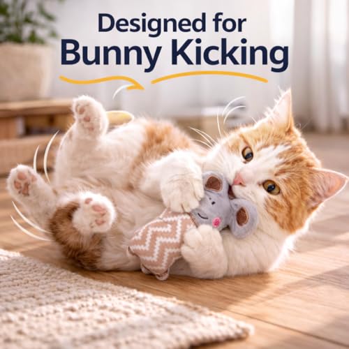 Catnip Toys for Indoor Cats, 6 Pack Plush Cat Kicker Toys with Natural Catnip, Bunny Kick Chew Cat Toys for Kittens & Adult Cats