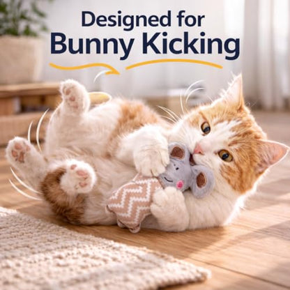 Catnip Toys for Indoor Cats, 6 Pack Plush Cat Kicker Toys with Natural Catnip, Bunny Kick Chew Cat Toys for Kittens & Adult Cats