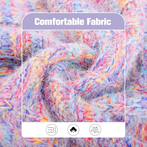 BEAUTYZOO Small Dog Sweater -Turtleneck Pullover Classic Cable Knit Fuzzy Winter Coat Dog Cold Weather Clothes for Small Medium Dogs Puppy Girl Boys(Rainbow Pink, L) - color: Gradient Pink, size: L (Back: 20",Chest: 26", Neck: 17")