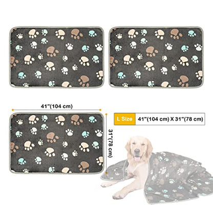 Dono 1 Pack 3 Dog Blankets, Soft Fluffy Fleece Pet Blanket Warm Sleep Mat Paw Print Design Puppy Kitten Throw Blankets Doggy Blanket for Dogs - color: Gray Paw, size: L(41*31")