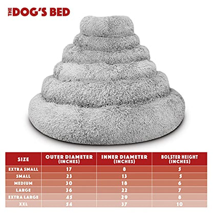 The Dog’s Bed Replacement Zip Cover for Calming Plush Donut Dog Bed, Silver Grey Fur, Medium - color: Silver Grey Fur, size: Spare Cover (Medium)