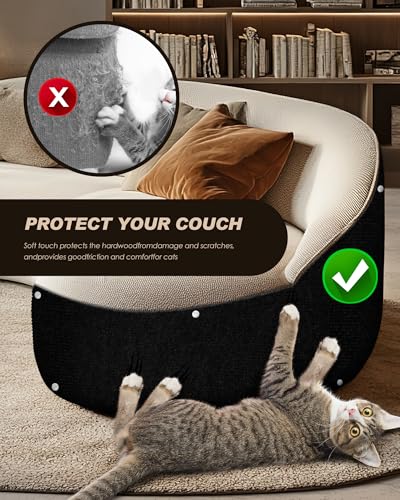 Cat Scratch Furniture Protector, Trimmable Self-Adhesive Carpet, DIY Climb Cat Scratcher Mat for Covering Cat Tower and Couch Protector from Cat Claws (78.7x15.8in Black) - color: Black