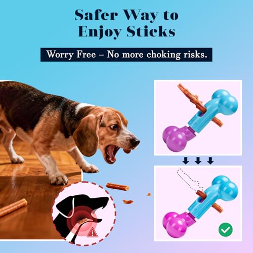 Bully Stick Holder for Medium/Large Dogs - Anti-Choking, Prevents Swallowed Ends - Nylon Dog Chew Toy - Dishwasher Safe, Pink - color: Blue