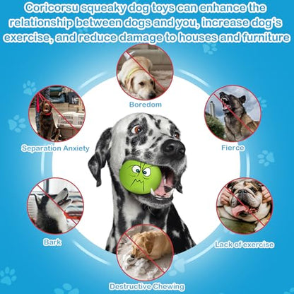 3.14" Squeaky Dog Toys Funny Smile Face Chewing Latex Rubber Soft Fetch Play Interactive Squeaky Dog Balls for Puppy Small Medium Pet Dog (3PCS) - color: Large Size Squeaky Dog Toys 3PCS