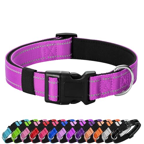 Reflective Dog Collar Padded with Soft Neoprene Breathable Quick Release Basic Dog Collars for Puppy Small Dogs Dark Magenta - color: Dark Magenta, size: XS:width 5/8"neck 8-10.5"