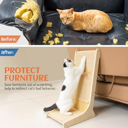 PETKARAY Sisal Cat Scratcher, Upright Cat Scratch Pad Wall Mounted, Vertical Scratching Post Alternative, L Shape Scratching Board 105° - color: 105°, size: Large