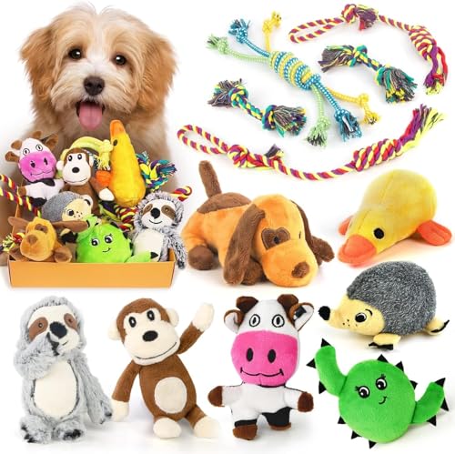 LEGEND SANDY Puppy Toys, Squeaky Dog Toys for Small Dogs, 12 Pack Puppy Chew Toys for Teething, Dog Rope Toy and Cute Stuffed Animals Value Bundle - color: 12 PACK PUPPY TOYS