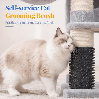 Hey-brother Cat Tree, 74 inches Multi-Level XL Large Cat Tower for Indoor Cats with Three Cat Condos, Two Large Top Decks and Cat Hairbrushfor Kittens, Cats and Pets, Light Gray MPJ035-MW - color: Light Gray