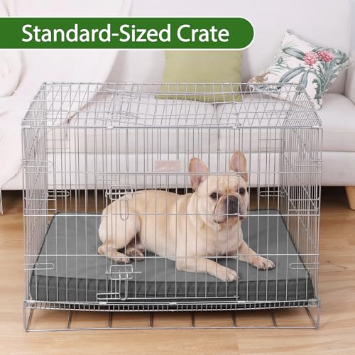 Vonabem Outdoor Waterproof Dog Bed Washable, Medium Crate Pad 30 inch, Wipeable Leather Puppy Bed with Removable Cover Reversible, Foam Durable Anti-Slip Pet Kennel Pads 29"x18" Grey - color: Grey, size: M(29x18x3)
