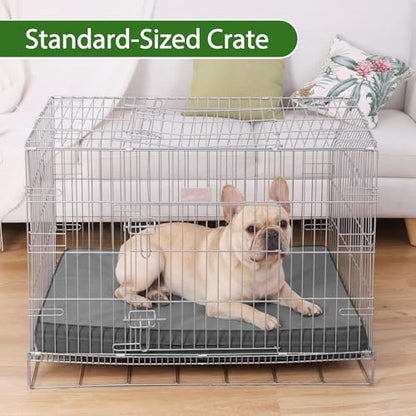 Vonabem Outdoor Waterproof Dog Bed Washable, Medium Crate Pad 30 inch, Wipeable Leather Puppy Bed with Removable Cover Reversible, Foam Durable Anti-Slip Pet Kennel Pads 29"x18" Grey - color: Grey, size: M(29x18x3)