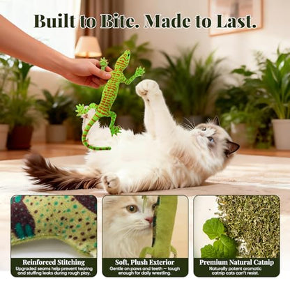 CiyvoLyeen Lizard Catnip Toys Chew Bite Resistant Toys for Indoor Cats Boredom Relief Teeth Cleaning Interactive Funny Cute Kitten Cat Lover Gifts Christmas Birthday Presents Set of 4 - style: 4 Lizards