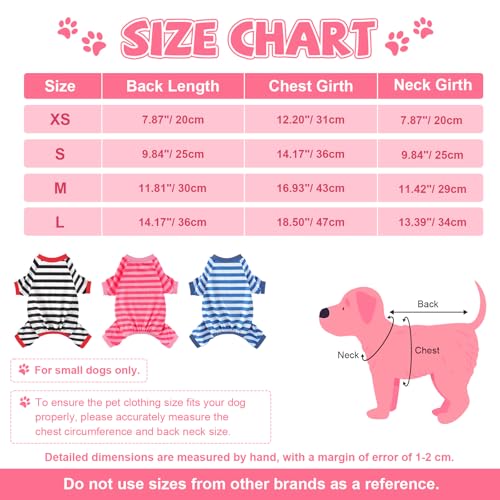 Dog Pajamas, Stretchy Puppy Jammies Onesie, Comfy Doggie Striped Pjs, Lightweight Soft Puppy Outfit, Dogs Clothes for Small Size Girl Boy(Pink,XS) - color: Pink, size: X-Small (Chest 12.2 in)