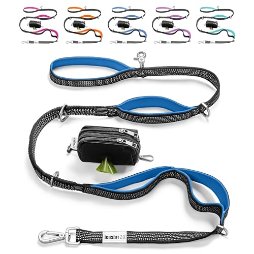 Heavy Duty Dog Leash for Large Dogs – 6FT Reflective Bungee with Padded Handles, Strong Carabiner Clip, No Pull Control for Medium & Large Breeds, Includes Poop Bag Holder & Treat Pouch (Royal Blue) - color: Royal Blue