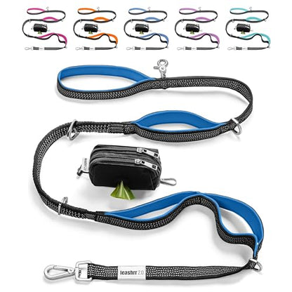 Heavy Duty Dog Leash for Large Dogs – 6FT Reflective Bungee with Padded Handles, Strong Carabiner Clip, No Pull Control for Medium & Large Breeds, Includes Poop Bag Holder & Treat Pouch (Royal Blue) - color: Royal Blue