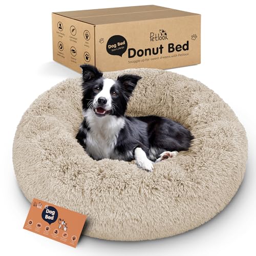 Donut Dog Bed - Premium Comfort for Anxiety Relief - Fluffy & Calming Design with Ultra-Plush Support | Cozy Round Dog Bed with Super Soft Circle Style (Beige, Large) - color: Beige, size: Large (36"L x 36"W x 10"Th)