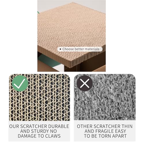 CHICHIPAWS Cardboard Cat Scratcher House with 2 Scratch Boards – Peekaboo Cave & Hideaway, Playhouse for Indoor Pets, Corrugated Scratching Cube for Kittens, Rest Box Bed with Catnip, Durable Fun