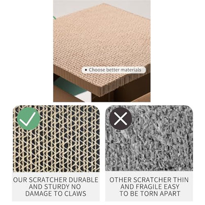 CHICHIPAWS Cardboard Cat Scratcher House with 2 Scratch Boards – Peekaboo Cave & Hideaway, Playhouse for Indoor Pets, Corrugated Scratching Cube for Kittens, Rest Box Bed with Catnip, Durable Fun
