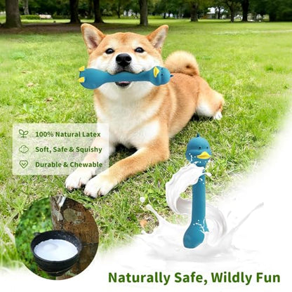 Latex Squeaky Dog Toys, 3 Pack Soft Rubber Dog Chew Toys, 8.7" Standing Stick Animal Pet Toy to Keep Them Busy, Interactive Fetch Squeak Toy for Puppy Small Medium Dogs - color: Green & Yellow & Blue