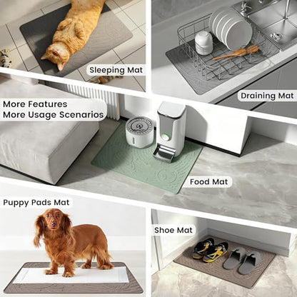 OHMO Cat Mat for Litter Box, Large 31.5x23.6 Dark Grey, High Edge Silicone Scatter Control Waterproof Trapping Mat - color: Dark Grey, size: 31.5"L x 23.6"W