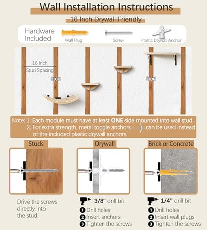 Wood Cat Wall Shelves with Sisal Cats Window Perch, Wall Mounted 4-Piece Cat Climbing Set with Curved Bed, Flat Perch and Sisal-Covered Steps - color: Sisal-Wood, size: 1 Curved Bed 1 Shelf 2 Steps