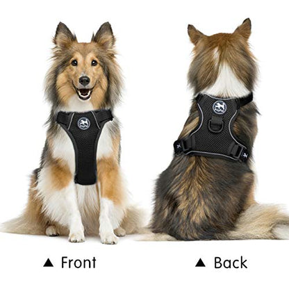 PoyPet Reflective Soft Breathable Mesh Dog Harness No Choke Double Padded Vest Adjustable(Black,S) - color: Black, size: S