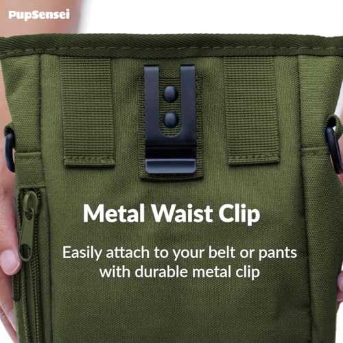 Dog Treat Pouch for Training – Magnetic Dog Treat Bag with Belt Clip & Poop Bag Dispenser – Hands Free Carry Pouch with Auto-Close Access & Shoulder Strap – Durable Pet Gear – Army Green - color: Army Green