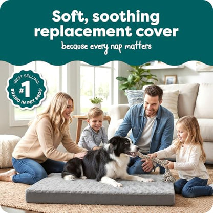 Furhaven Replacement Dog Bed Cover Ultra Plush Faux Fur & Suede Mattress, Machine Washable - Gray, Large - color: Gray, size: Large (Pack of 1)