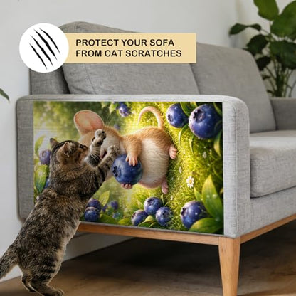 Cat Scratch Pad 15.3x23.6 Inches Polyester Synthetic Fiber, Cute Mouse & Blueberries Print, wall cat Scratcher, Scratching mat, Home Decor, Kitchen, Pantry (2pcs) - color: TT21437-2pcs
