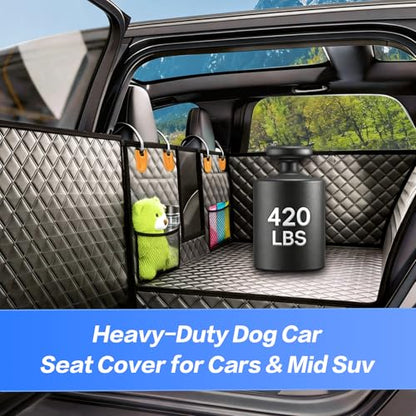 Back Seat Extender for Dogs,Hard Bottom Dog Car Seat Cover for Back Seat,Waterproof Dog Hammock with Door Protection, Anti-Scratch Pet Back Seat Cover for Car, SUV, Holds 420lbs, Black - size: Door Mounted