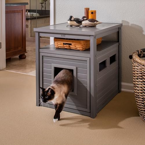 New Age Pet ECOFLEX Jumbo Cat Box Cover and End Table with Litter Box Enclosure and a 10 Year Warranty Hides Unsightly Litter Box made with Moisture & Odor Resistant Composite Material, Grey - color: Grey, size: Jumbo