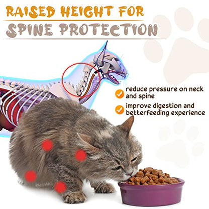 Roshtia 4 Sets Elevated Cat Bowls Ceramic Raised Cat Food Bowls with Metal Stand Dishwasher Safe Dishes Non Slip Elevated Food Plate(Black,Paw) - color: Black