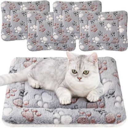 Tuanse 4 Pack Ultra Soft Dog Cat Bed Mat Small Animal Guinea Pig Bed with Cute Print Reversible Fleece Dog Crate Kennel Pad Cozy Washable Thickened Hamster Pet Beds Mat(13 x 19 Inches,Light Gray) - color: Light Gray, size: 13 x 19 Inches