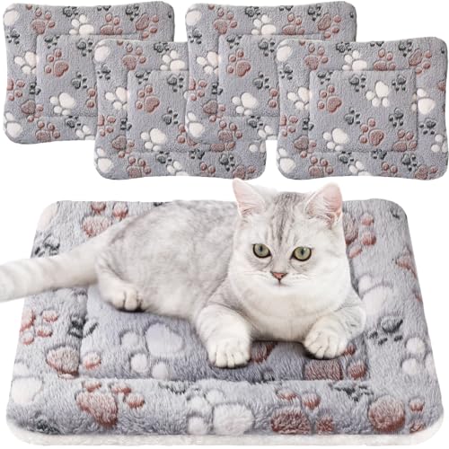 Tuanse 4 Pack Ultra Soft Dog Cat Bed Mat Small Animal Guinea Pig Bed with Cute Print Reversible Fleece Dog Crate Kennel Pad Cozy Washable Thickened Hamster Pet Beds Mat(13 x 19 Inches,Light Gray) - color: Light Gray, size: 13 x 19 Inches
