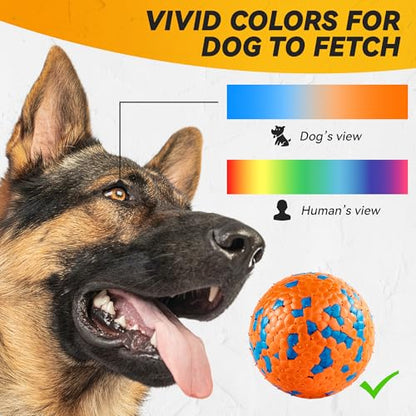 FUSOTO 3Pcs Dog Balls, Durable Bouncy Tennis Balls for Dog Aggressive Chewers, for Large Medium Small Dog Puppy Fetch - color: 1x Orange +1x Blue +1x Yellow