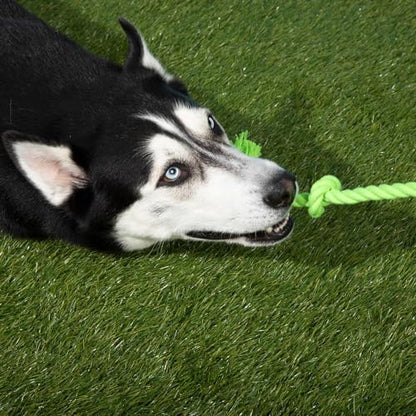 Tumbo Tough Tug Rope Dog Toy - (Green 5 ft Long Strong and Durable Rope Pull Toy with Handle) TUG of WAR Dog Toy - color: Green