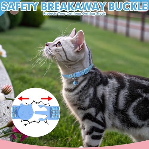 BINGPET Reflective Cat Collar Breakaway with Bells,3 Pack Kitten Collar for Girl Boy Cats with Cute Pendant Glow in The Dark,Adjustable 8''-11.8'',Blue - color: Reflective(Blue)-3pcs