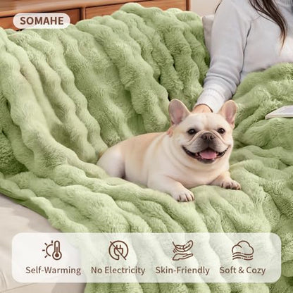 Pet Blanket, Reversible Sherpa & Bubble Fleece Pet Throw, Ultra-Soft Plush for Cats & Small Dogs, Machine Washable, Anti-Static, Warm & Cozy,28"×22" Inch Green - color: Green, size: 28"L x 22"W Inches