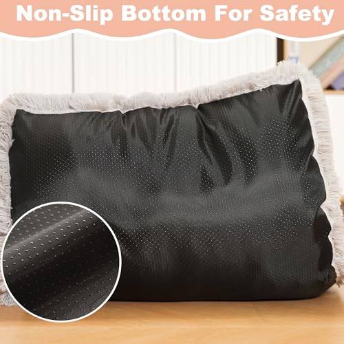 Bedfolks Plush Dog Crate Pad, Washable Faux Fur Bed for Small Dogs & Cats - 17"x12", Light Grey - color: Solid Light Grey, size: XX-Small(17x12'')
