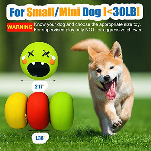 HOLYSTEED Squeaky Dog Toy for Small Dogs, Rubber Latex Puppy Toys Small Dog Toys, Soft Smile Face Squeaky Dog Balls Flat for Mini, Small Breeds
