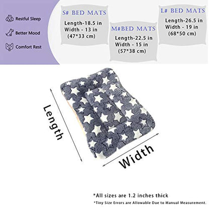 2 Pcs Pet Bed Mats. Ultra Soft Pet (Dog/Cat) Bed with Cute Prints. Reversible Faux Lambswool Kennel Pad for Medium Small Dogs and Cats. Machine Washable Pet Bed. - size: 22.5"L x 15.0"W x 1.2"Th