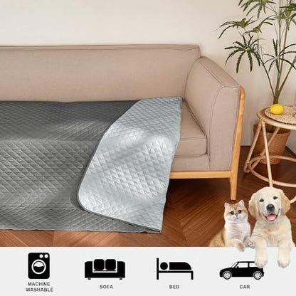 NICETOWN 100% Waterproof Dog Blanket Soft Pet Bed Cover Double Sided Reversible Protect Furniture Couch Sofa Car for Puppy Cat Kids (Dark Grey/Light Grey, 30x70 Inch, Pack of 1) - color: Dark Grey/Light Grey, size: 70"L x 30"W x 0.15"Th
