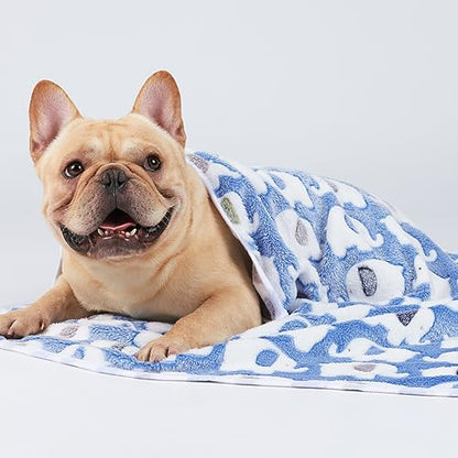 1 Pack 3 Blankets Super Soft Fluffy Premium Cute Elephant Pattern Pet Blanket Flannel Throw for Dog Puppy Cat Blue Medium(30x20 inch) - color: Blue, size: 30x20 inch (Pack of 3)