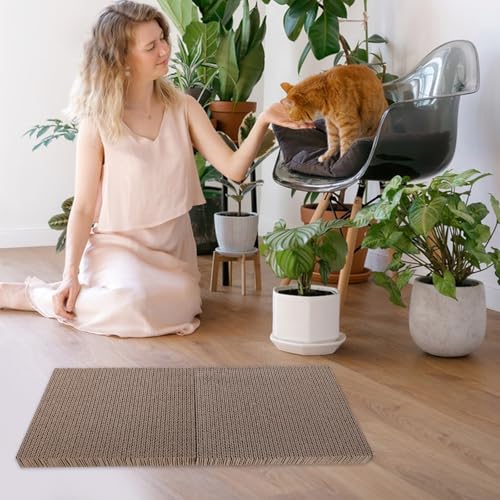 2pcs Replaceable Cat Scratcher Cardboard Refill High-Density Corrugated Cat Scratch Mat 29x20x3cm for Claw Grinding and Play