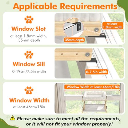 Cat Perch for Window XiaZ Cats Hammock Indoor Cat Bed for Window Adjustable Wooden Frame W/Soft Warm Plush-Lined Cushion Perfect for Bird Watching Sunbathing Space-Saving Easy Install Double Layer - size: Double Layer