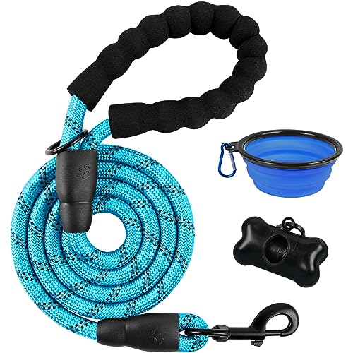 BARKBAY Dog Leashes for Large Dogs Heavy Duty Dog Leash 4/5/6 FT with Comfortable Padded Handle and Highly Reflective Threads for Medium Large Dogs Walking Training Running (5FT-1/2'',Blue) - color: Blue, size: 5 Feet